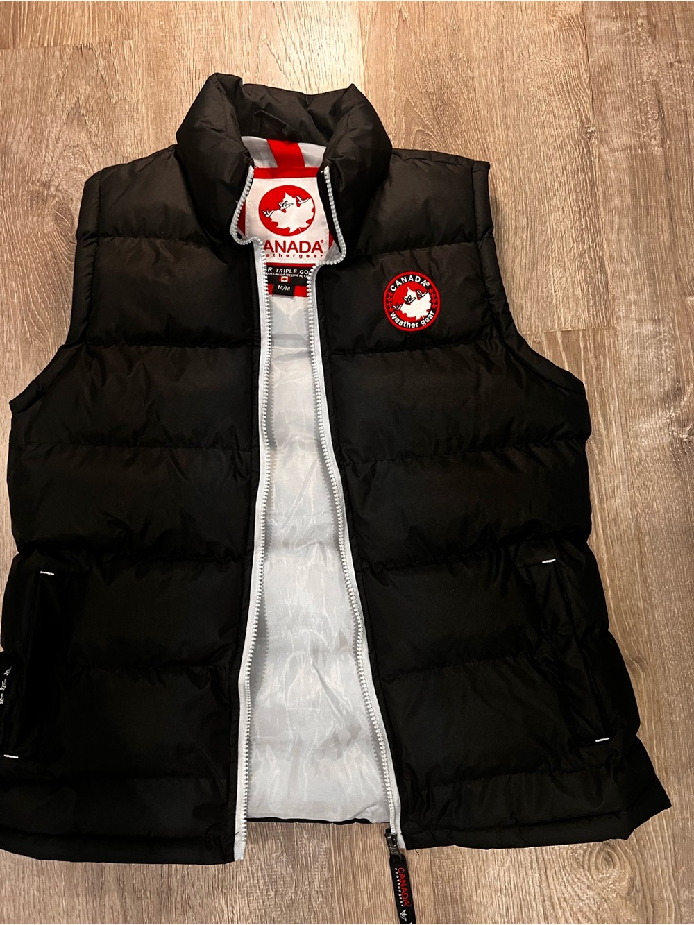 Canada Weather Gear Black Puffer Vest with Contrast Trim